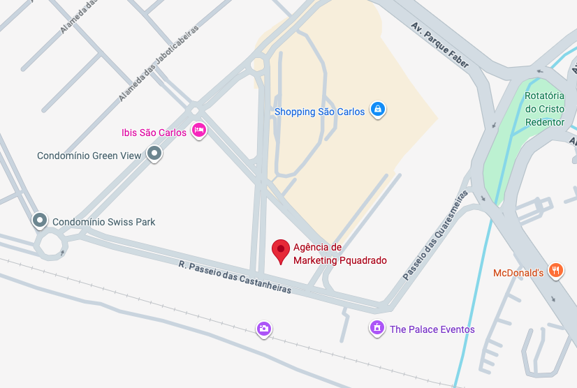Mapa — localização da Agência de Marketing Pquadrado, São Carlos SP